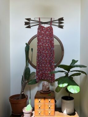 Natural life flowing red floral maxi dress